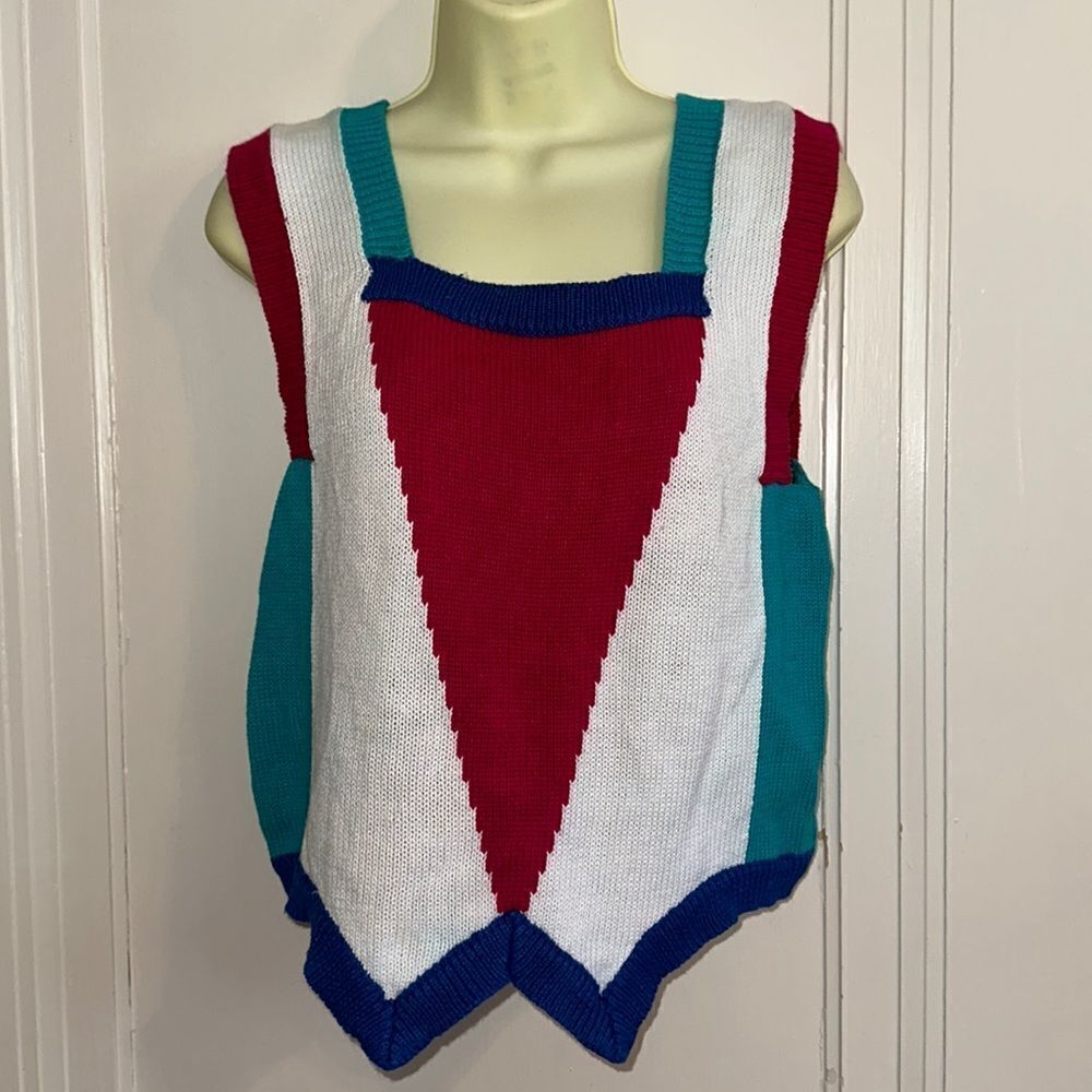 Vintage 80s The Eagle’s‎ Eye multicolored sleeveless ramie/cotton sweater
